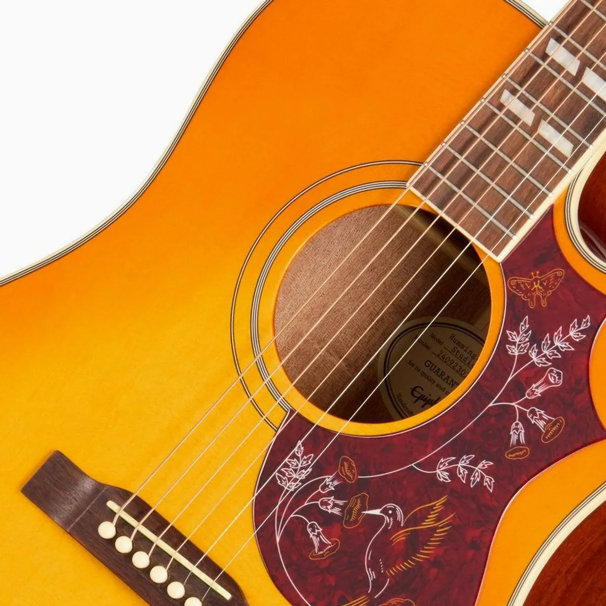Epiphone Hummingbird Studio EC, elektroakustische Dreadnought-Gitarre, massiver Body, Cutaway-Design 4