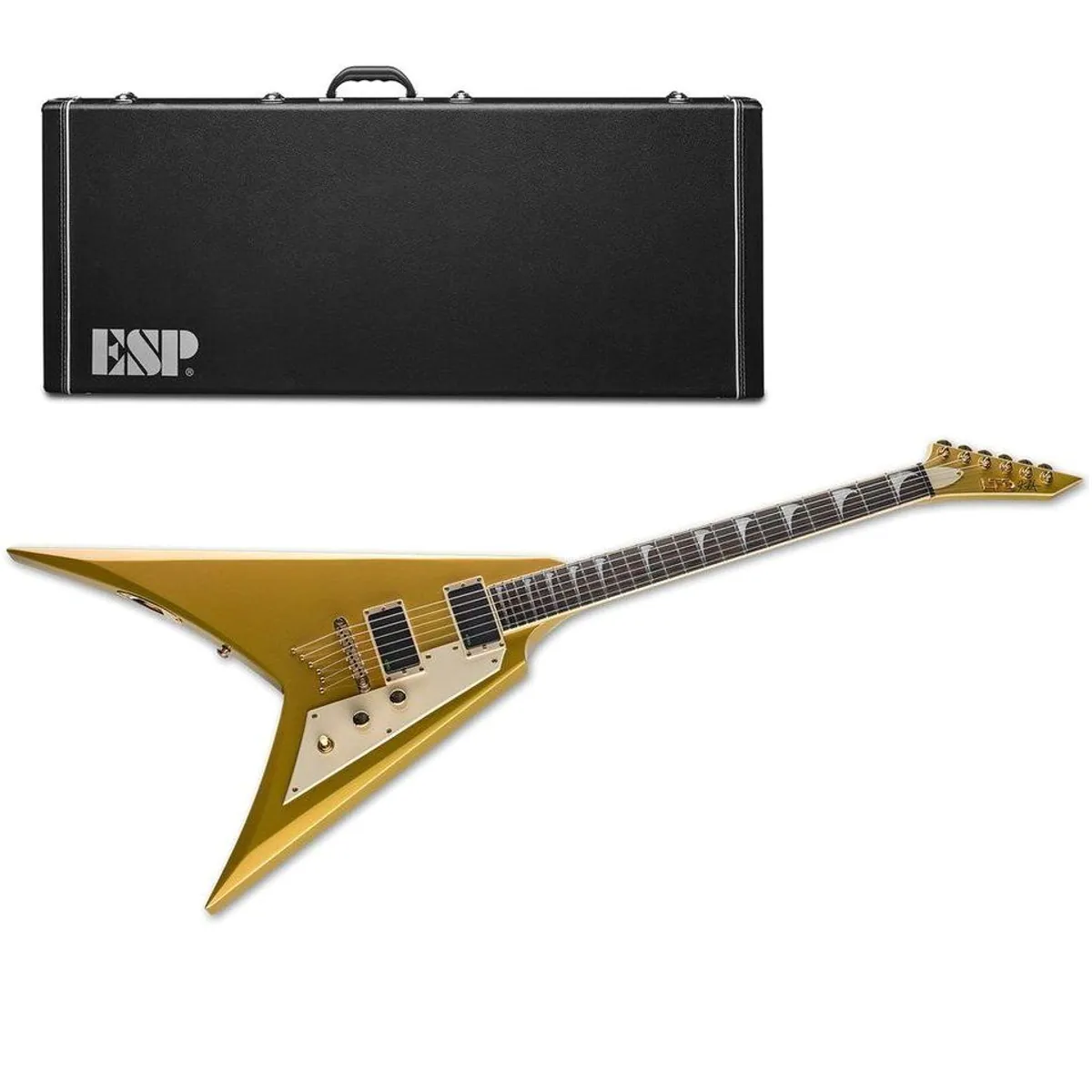 ESP LTD KH-V MGO, Metallic Gold Finish, EMG Bone Breaker Tonabnehmer, durchgehender Hals
