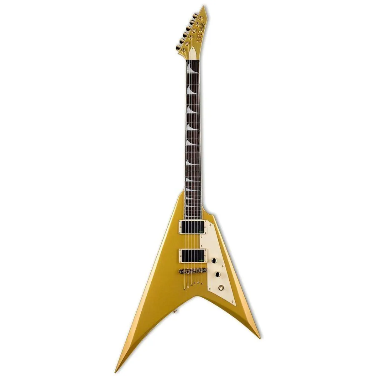 ESP LTD KH-V MGO, Metallic Gold Finish, EMG Bone Breaker Tonabnehmer, durchgehender Hals 4