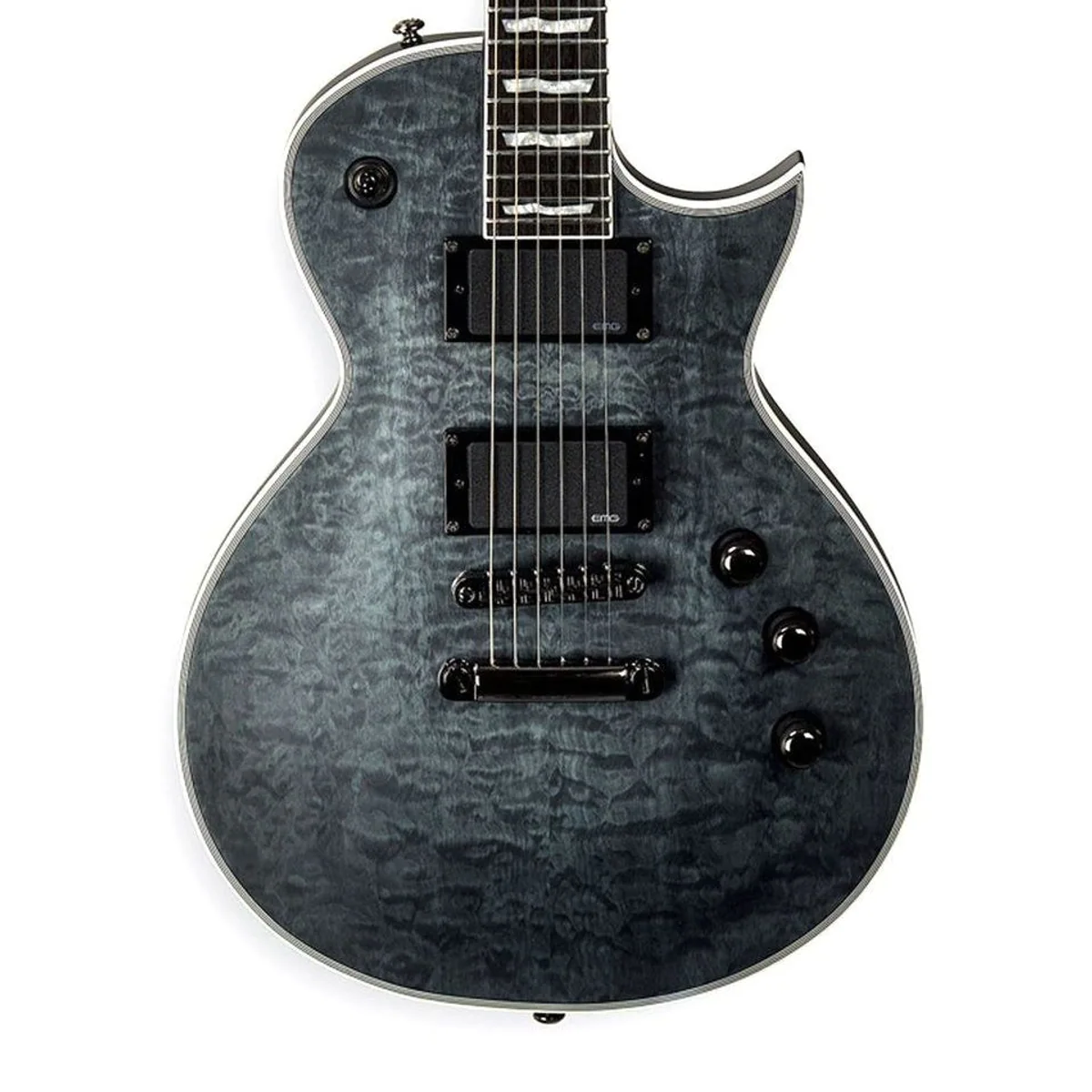 ESP LTD EC-401 QM, hochwertige Verarbeitung, aktive EMG Tonabnehmer, limitierte Edition — See Thru Black 4