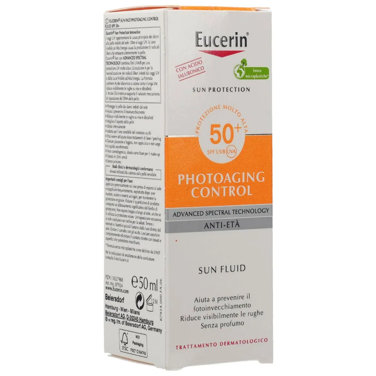 Eucerin Sun Fluid PhotoAging Control LSF 50, hochwirksamer UV-Schutz, leichte Textur, ideal für das Gesicht