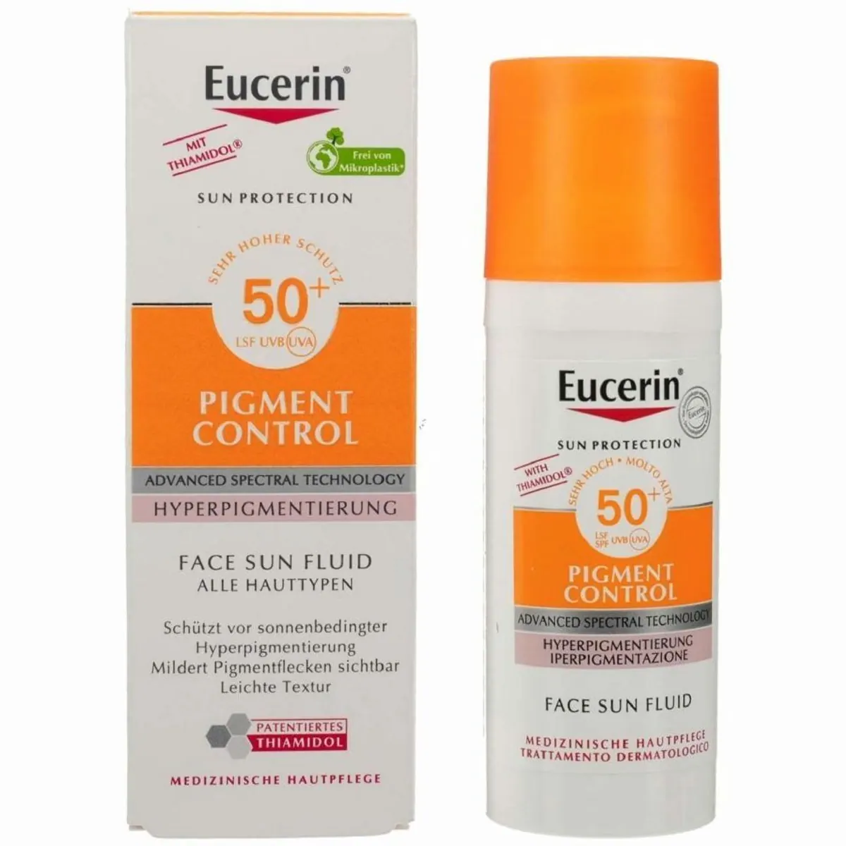Eucerin Sun Fluid Pigment Control LSF 50+, hoher UV-Schutz, leichte Textur