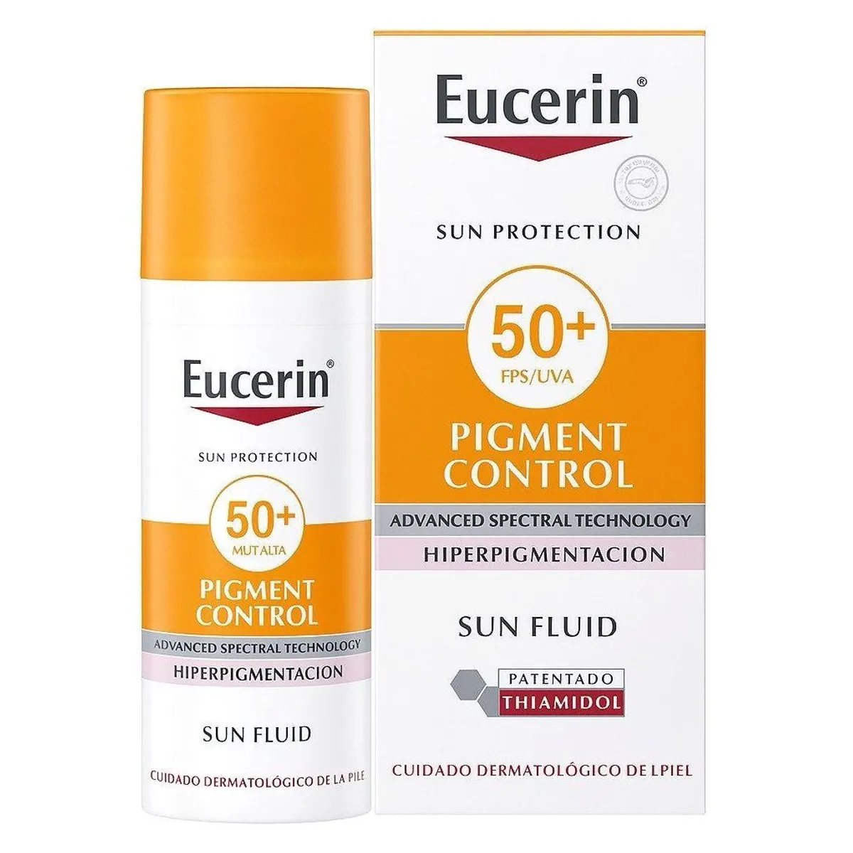 Eucerin Sonnenschutzcreme Pigment Control Sun Fluid LSF 50+, Hochwirksamer UV-Schutz, Thiamidol & Licochalcone A