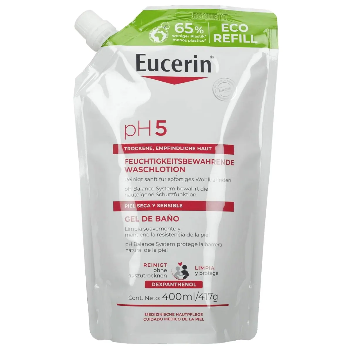 Eucerin pH5 Waschlotion, sanfte Reinigung für empfindliche Haut, Nachfüllpackung