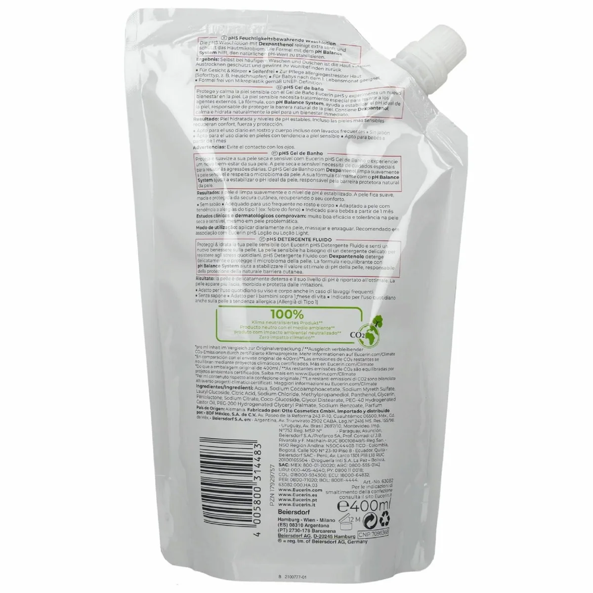 Eucerin pH5 Waschlotion, sanfte Reinigung für empfindliche Haut, Nachfüllpackung 2