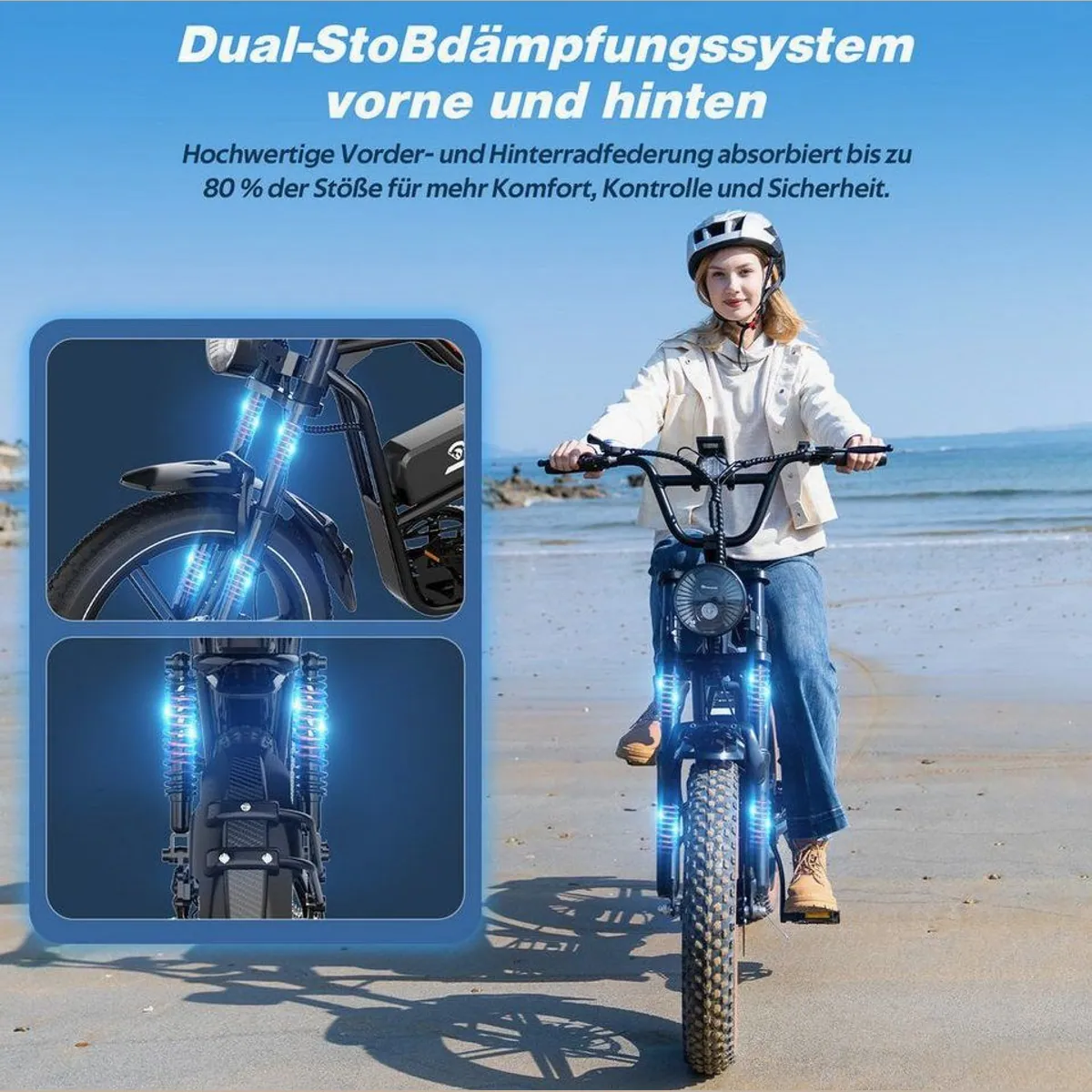 EVERCROSS TECH E-Bike 20” x 4,0, Hochleistungsakku, Shimano 7-Gang-Schaltung, NFC-Technologie 3