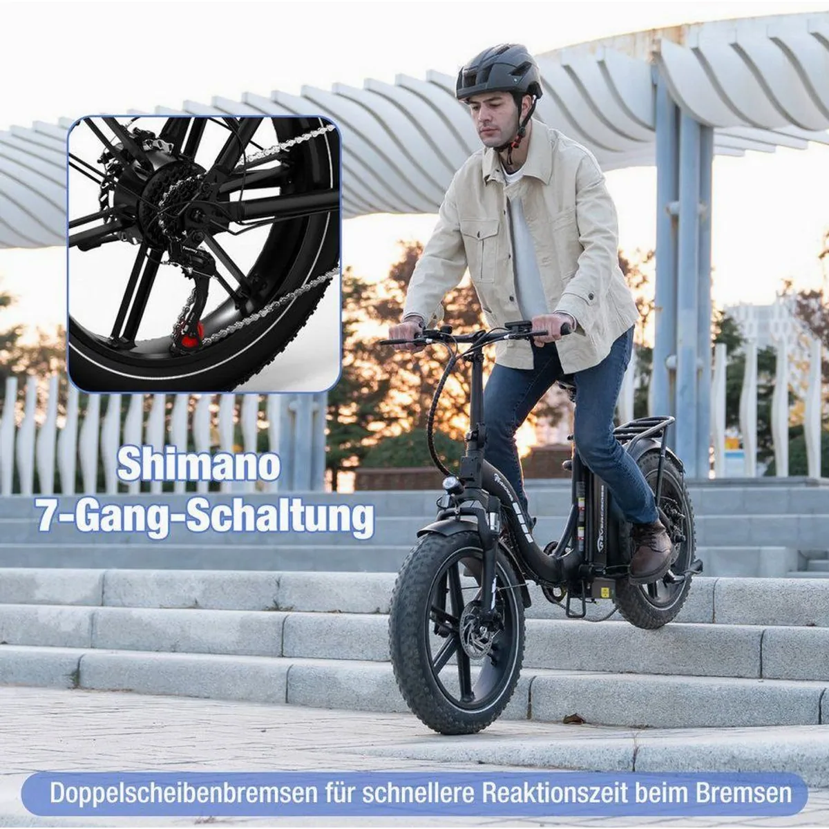 EVERCROSS TECH E-Bike 20×4.0 Fatbike, 250W Motor, abnehmbarer Akku, 130 km Reichweite 3