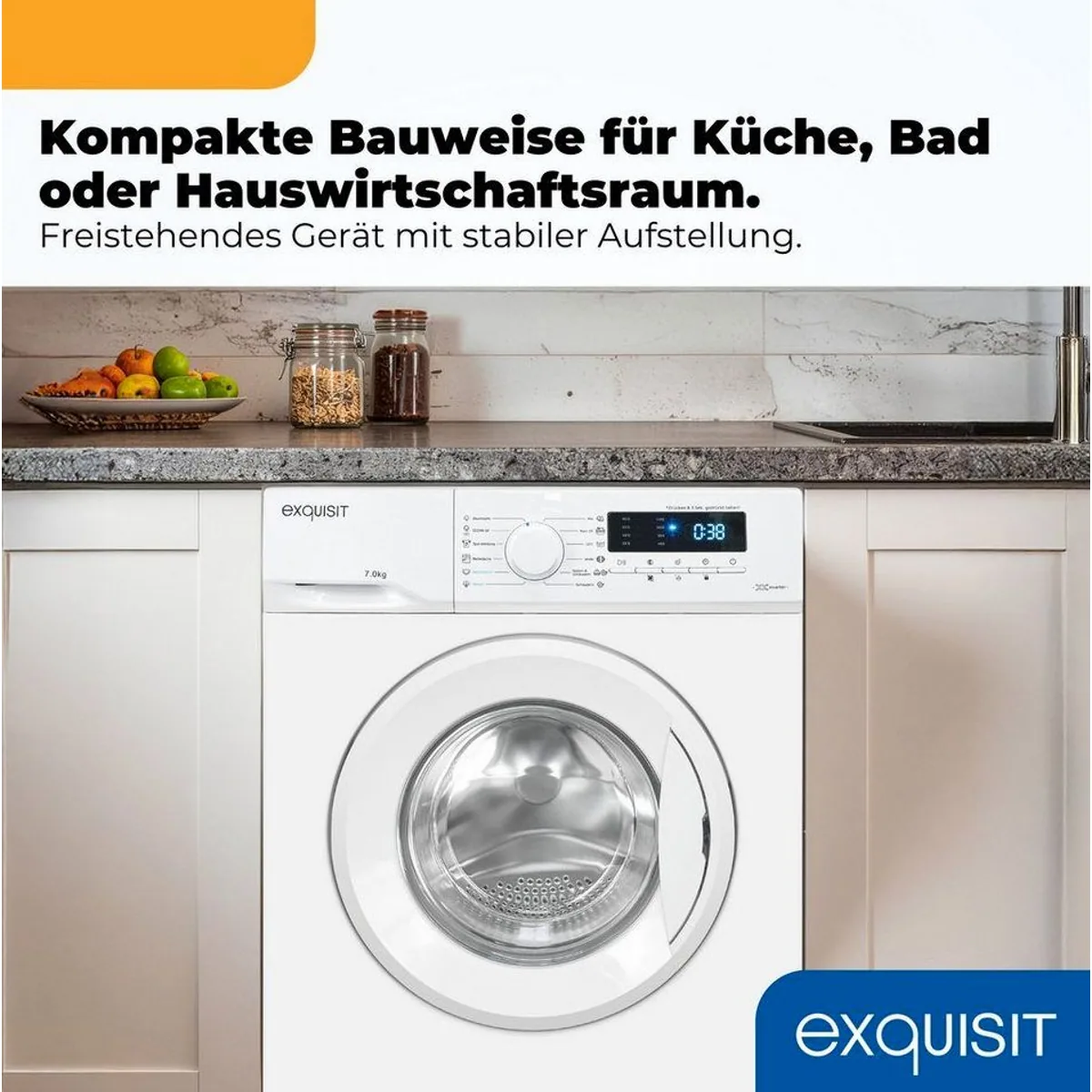 exquisit Waschmaschine WA57014-020A, 7 kg, 1400 U/min, vollelektronisch 3
