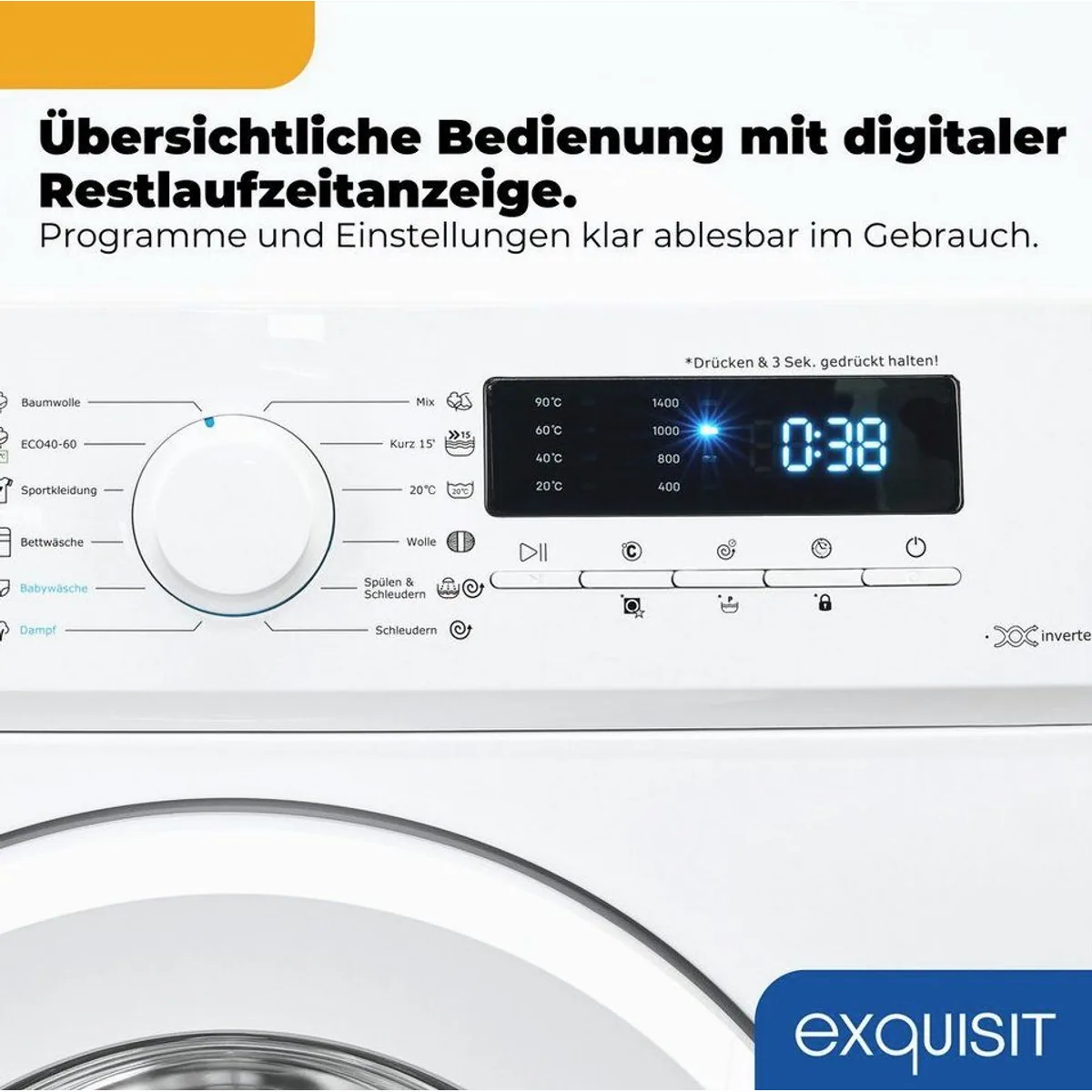 exquisit Waschmaschine WA57014-020A, 7 kg, 1400 U/min, vollelektronisch 4