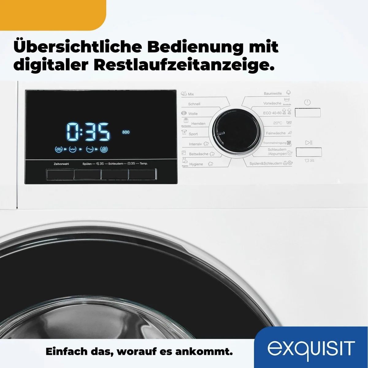 exquisit WA59214-340A Waschmaschine, 9 kg, 1400 U/min, Knitterschutz, Startzeitvorwahl 5