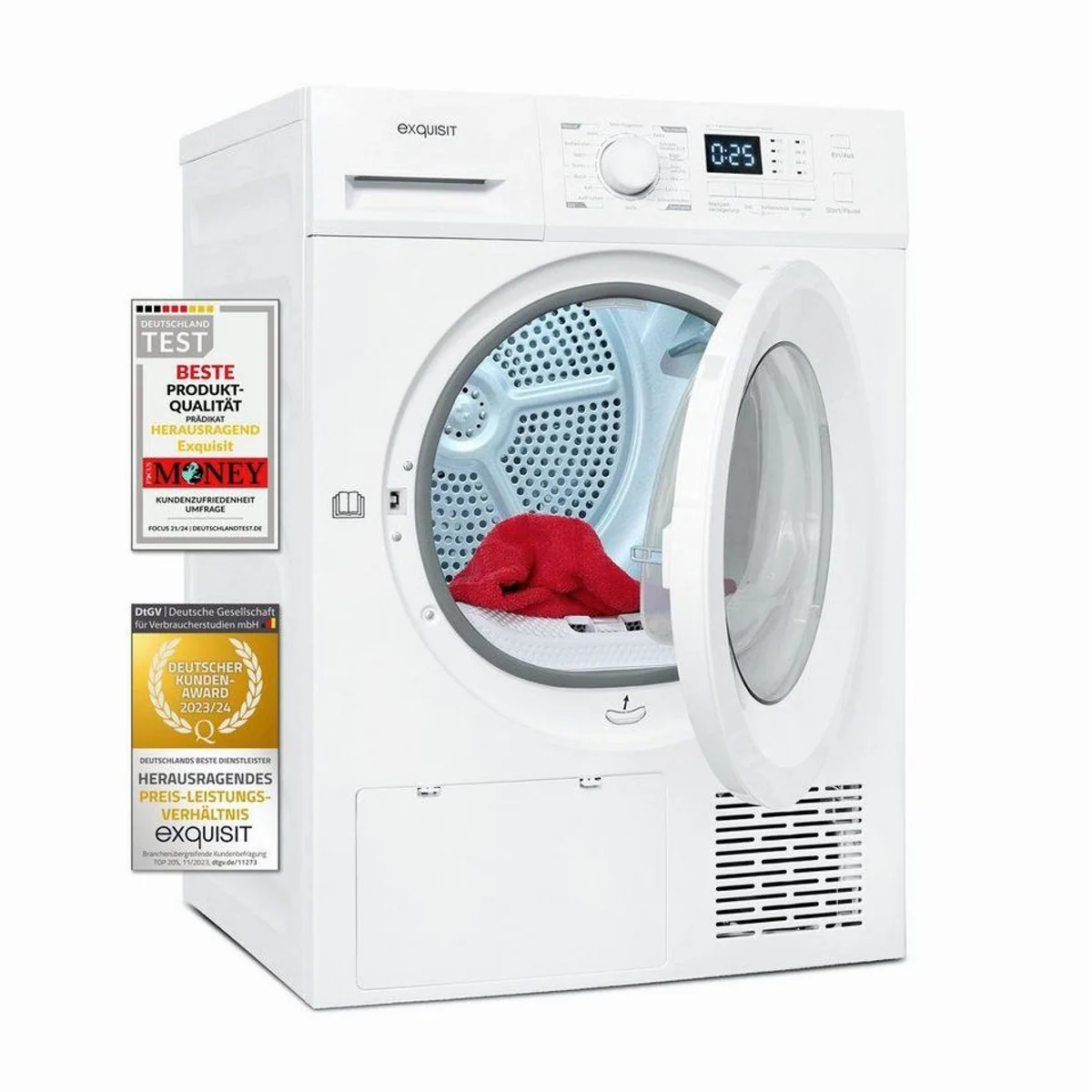 exquisit TWP5803-030 Wärmepumpentrockner, Energieeffizienz A++, 8 kg Fassungsvermögen, Knitterschutz