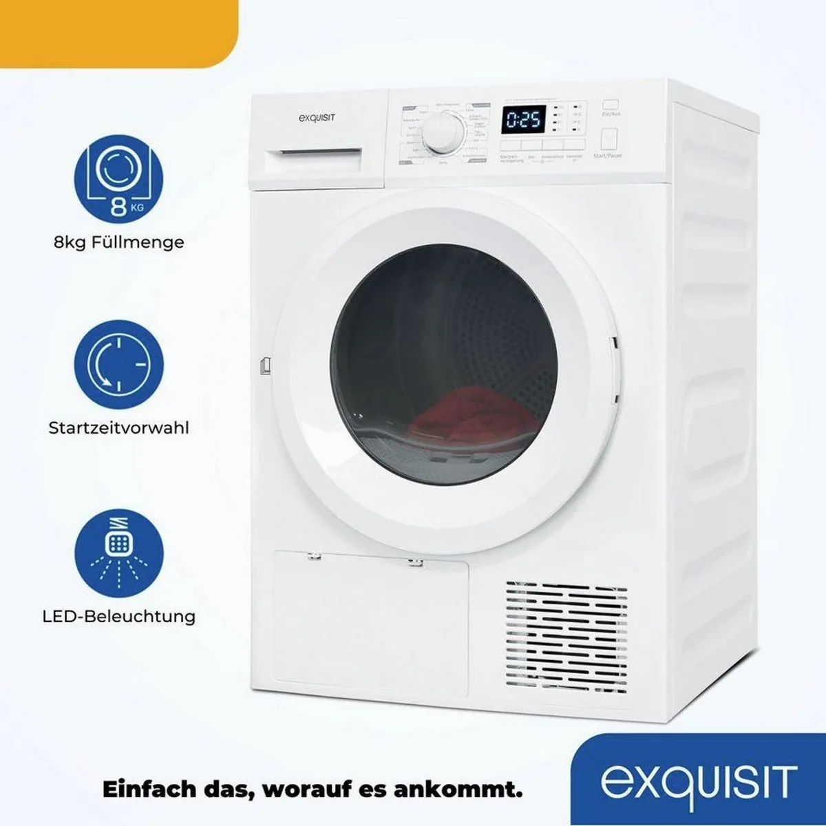 exquisit TWP5803-030 Wärmepumpentrockner, Energieeffizienz A++, 8 kg Fassungsvermögen, Knitterschutz 3