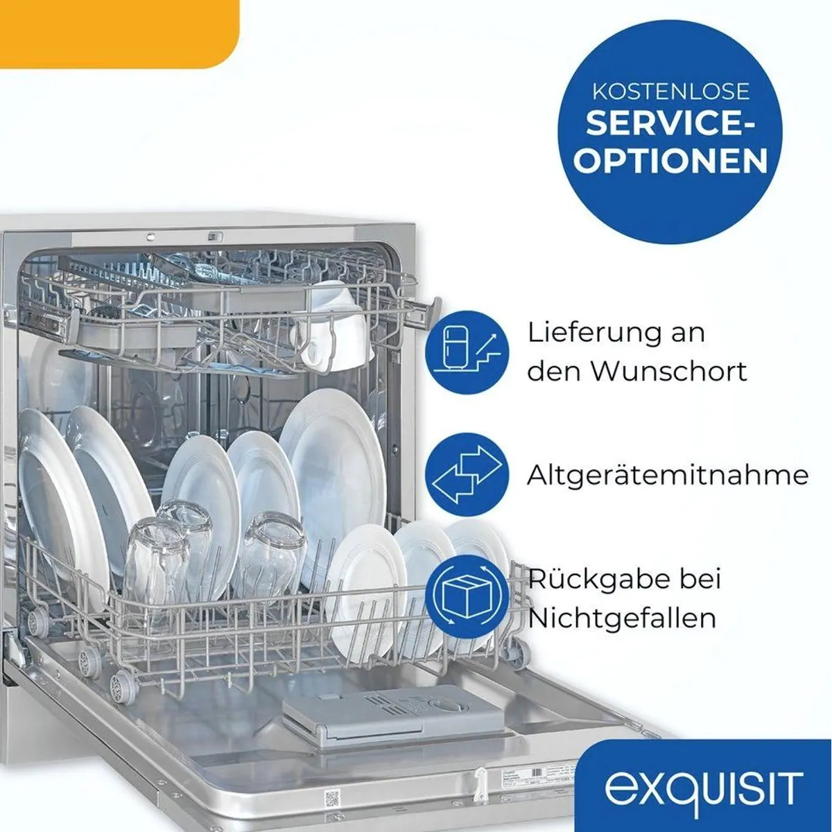 exquisit GSP5508-030D Tischgeschirrspüler, kompakt, 8 Maßgedecke, Auto-Door-Open 4