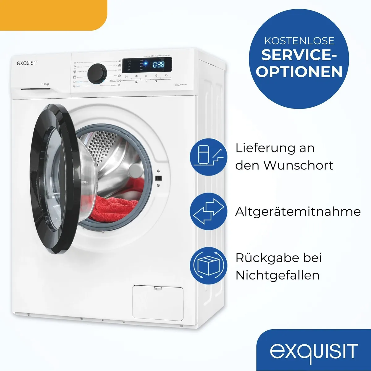 exquisit WA58014-020A Waschmaschine, 8 kg, 1400 U/min, 13 Programme 5