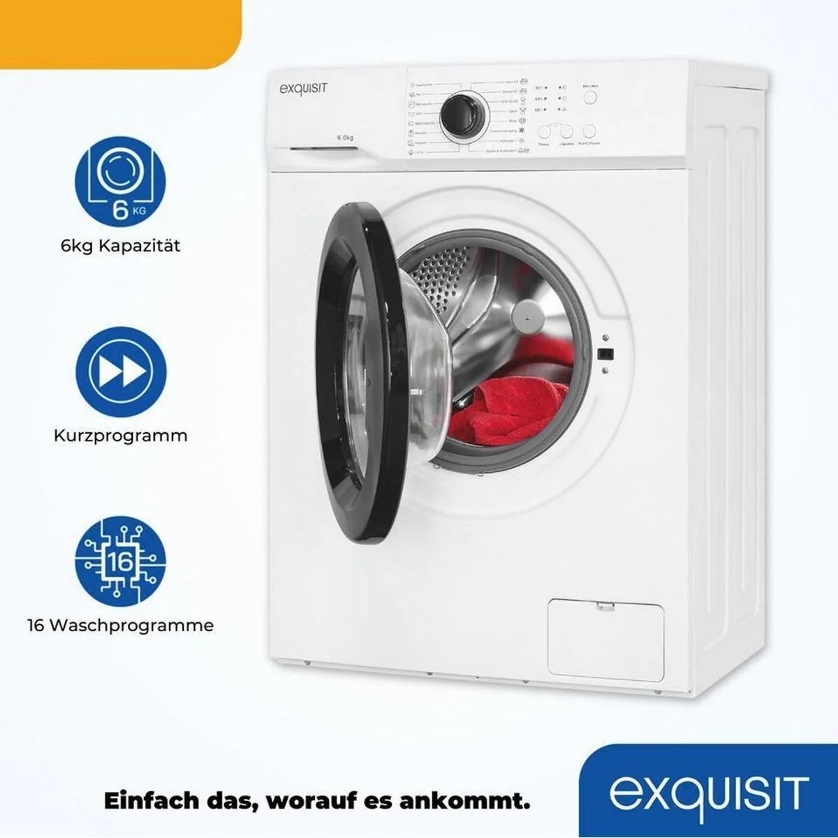exquisit WA6110-021A Waschmaschine, 6 kg Fassungsvermögen, 16 Programme 2