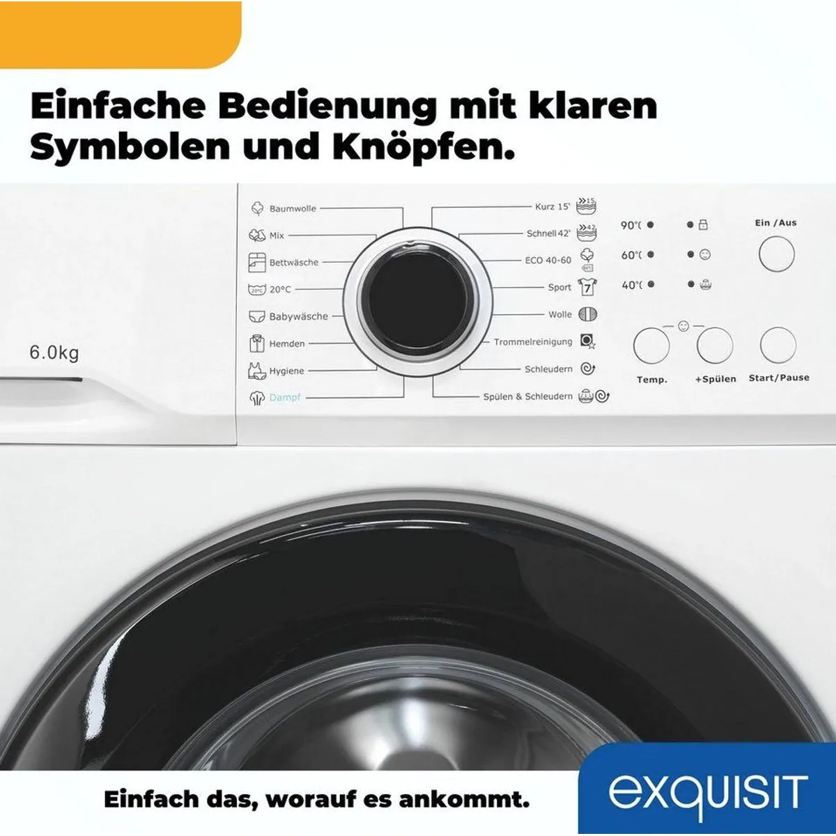 exquisit WA6110-021A Waschmaschine, 6 kg Fassungsvermögen, 16 Programme 3
