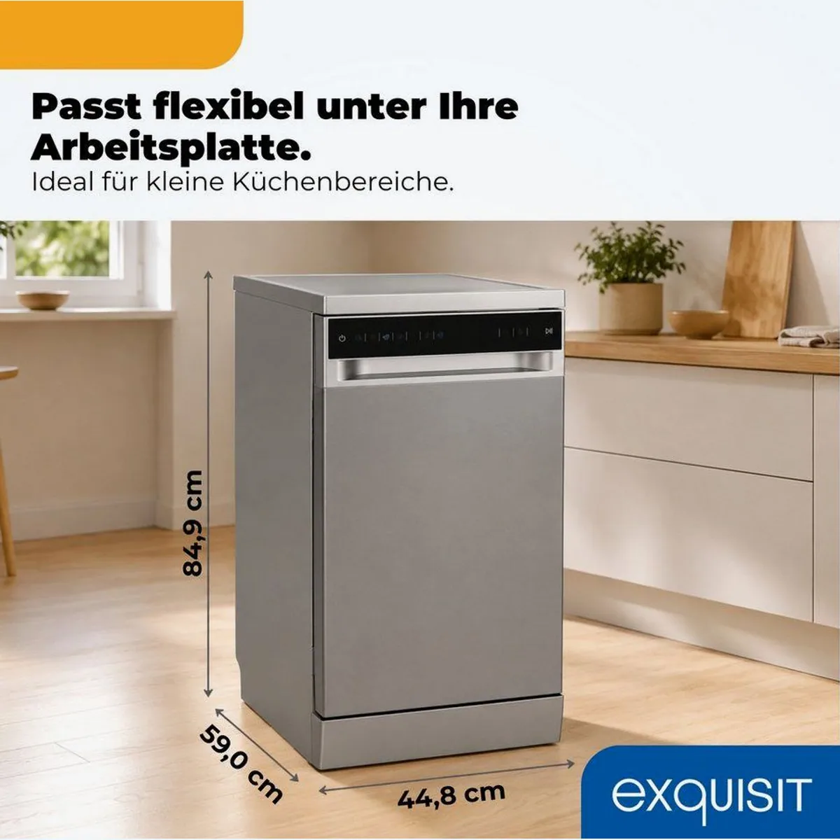 exquisit GSP9311-450C Standgeschirrspüler, 10 Maßgedecke, 7 Programme, AquaStop 4