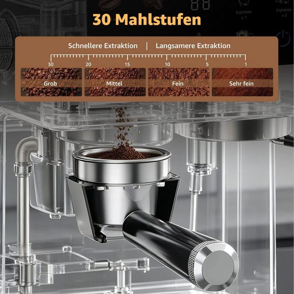 FATABETA Siebträgermaschine, 20 Bar Druck, 4 Programme, hochwertiges Mahlwerk 4