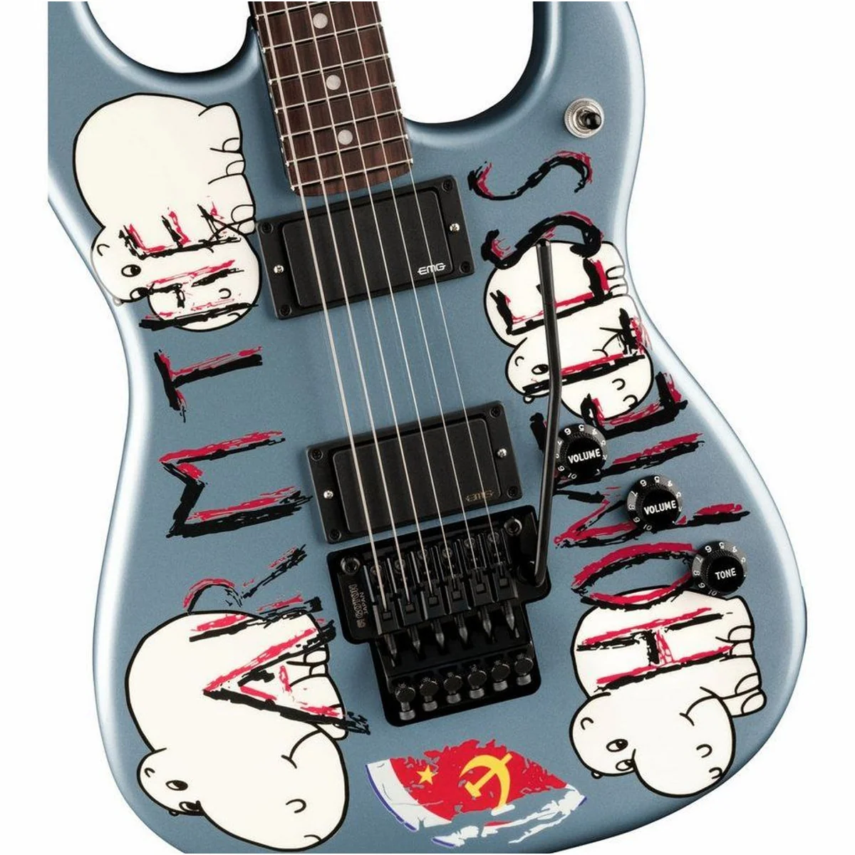 Fender Tom Morello E-Gitarre, Signature mit Custom-Artwork, EMG-Pickups 3