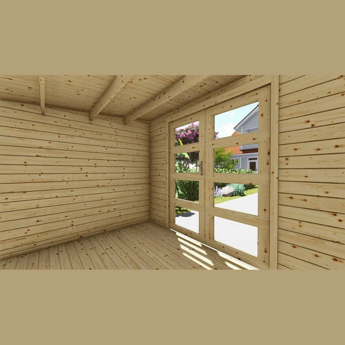 Finn Art Blockhaus Gartenhaus Funny 4, Flachdach, 28mm Wandstärke, 6x3m 5