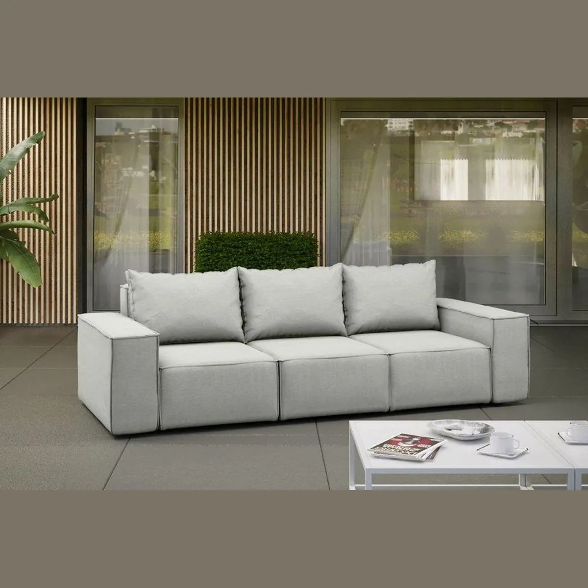 Fun Möbel GARDENT Gartensofa 3-Sitzer, wetterfester Stoff, komfortable Polsterung