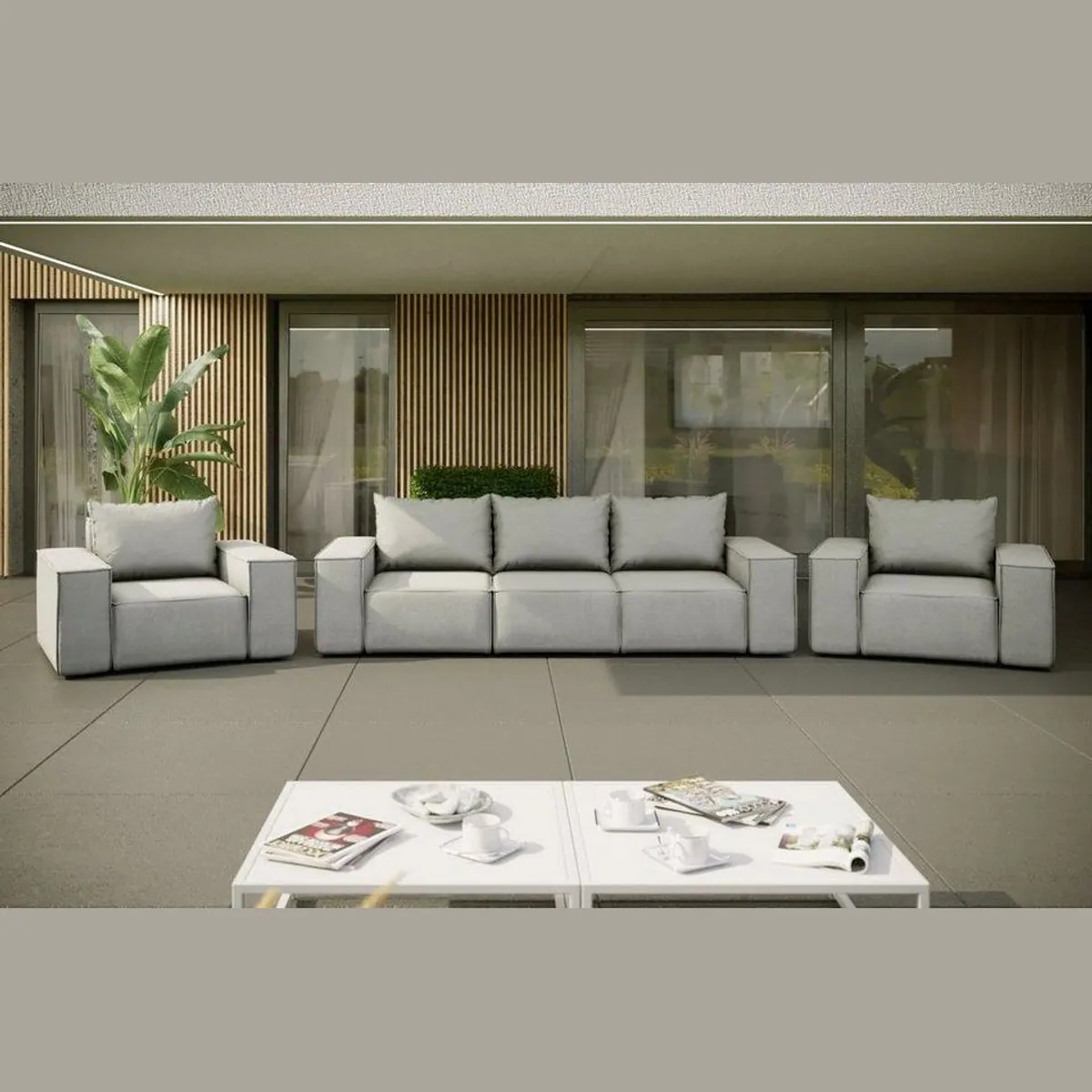 Fun Möbel GARDENT Gartensofa 3-Sitzer, wetterfester Stoff, komfortable Polsterung 3
