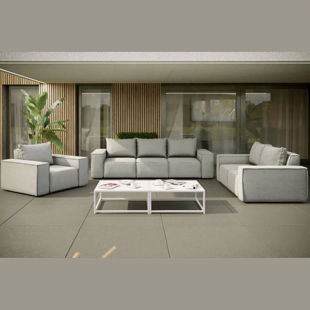 Fun Möbel GARDENT Gartensofa 3-Sitzer, wetterfester Stoff, komfortable Polsterung 4