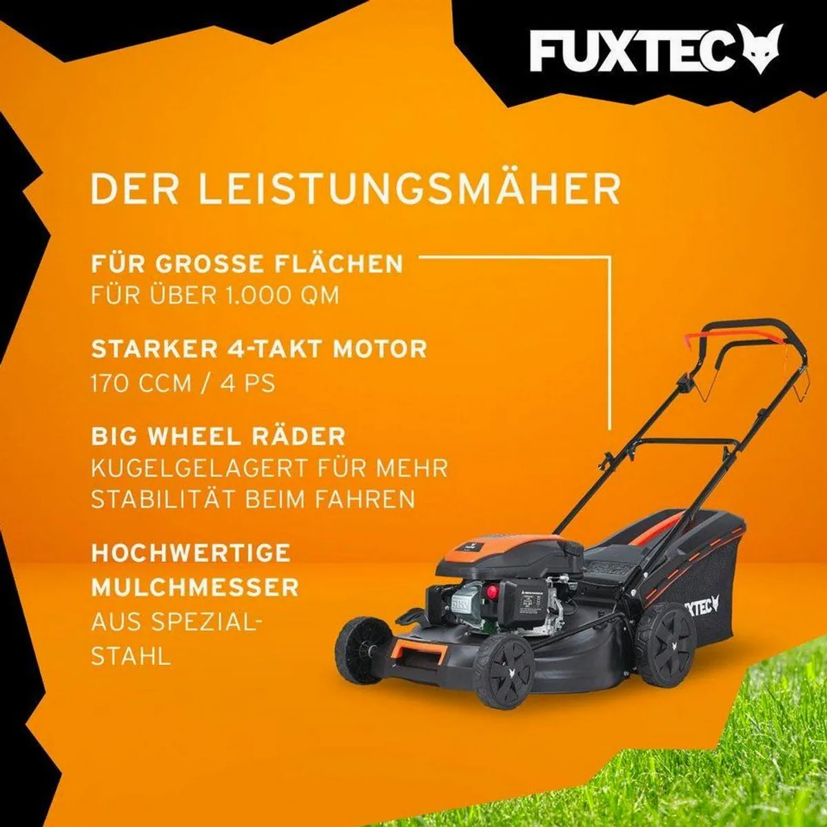 FUXTEC FX-RM5170 Benzinrasenmäher, 51 cm Schnittbreite, 4in1 Funktion — leistungsstark, robust, komfortabel 3