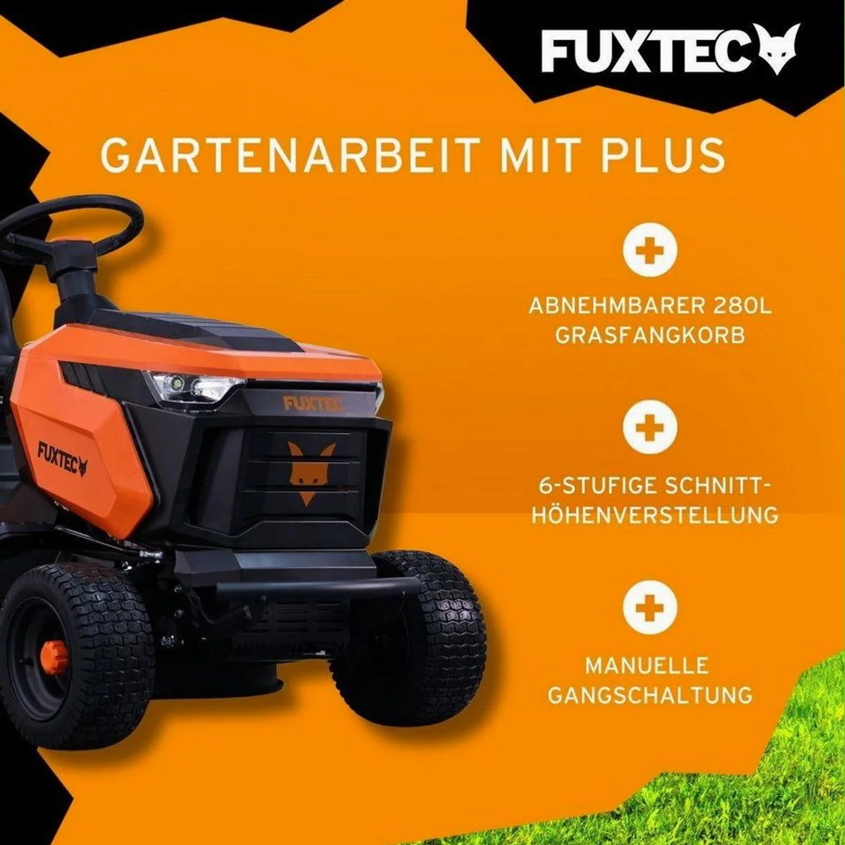FUXTEC FX-RMT84M Rasentraktor, 83 cm Schnittbreite, 30-90 mm Schnitthöhe 2