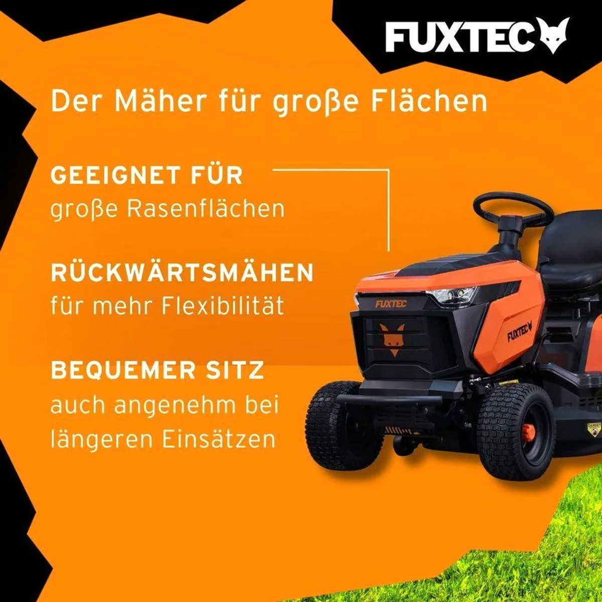 FUXTEC FX-RMT84M Rasentraktor, 83 cm Schnittbreite, 30-90 mm Schnitthöhe 3