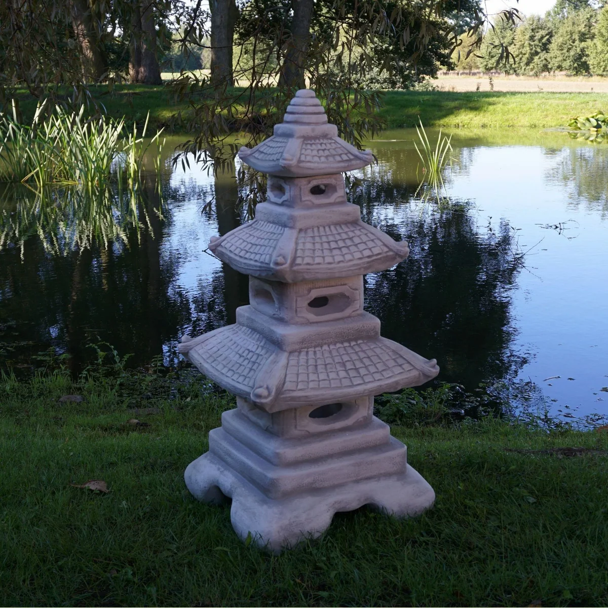 gartendekoparadies.de Steinpagode, 87 cm hoch, frostbeständig, massive Bauweise