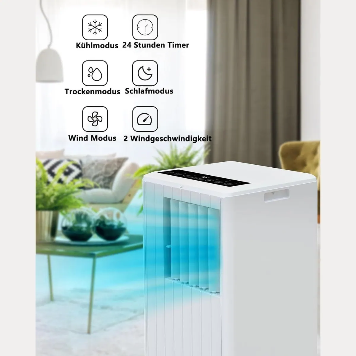 GarveeMore 3-in-1 Klimagerät, hohe Kühlleistung, vielseitige Funktionen, kompakte Bauweise — max. Raumgröße 68m³ 4