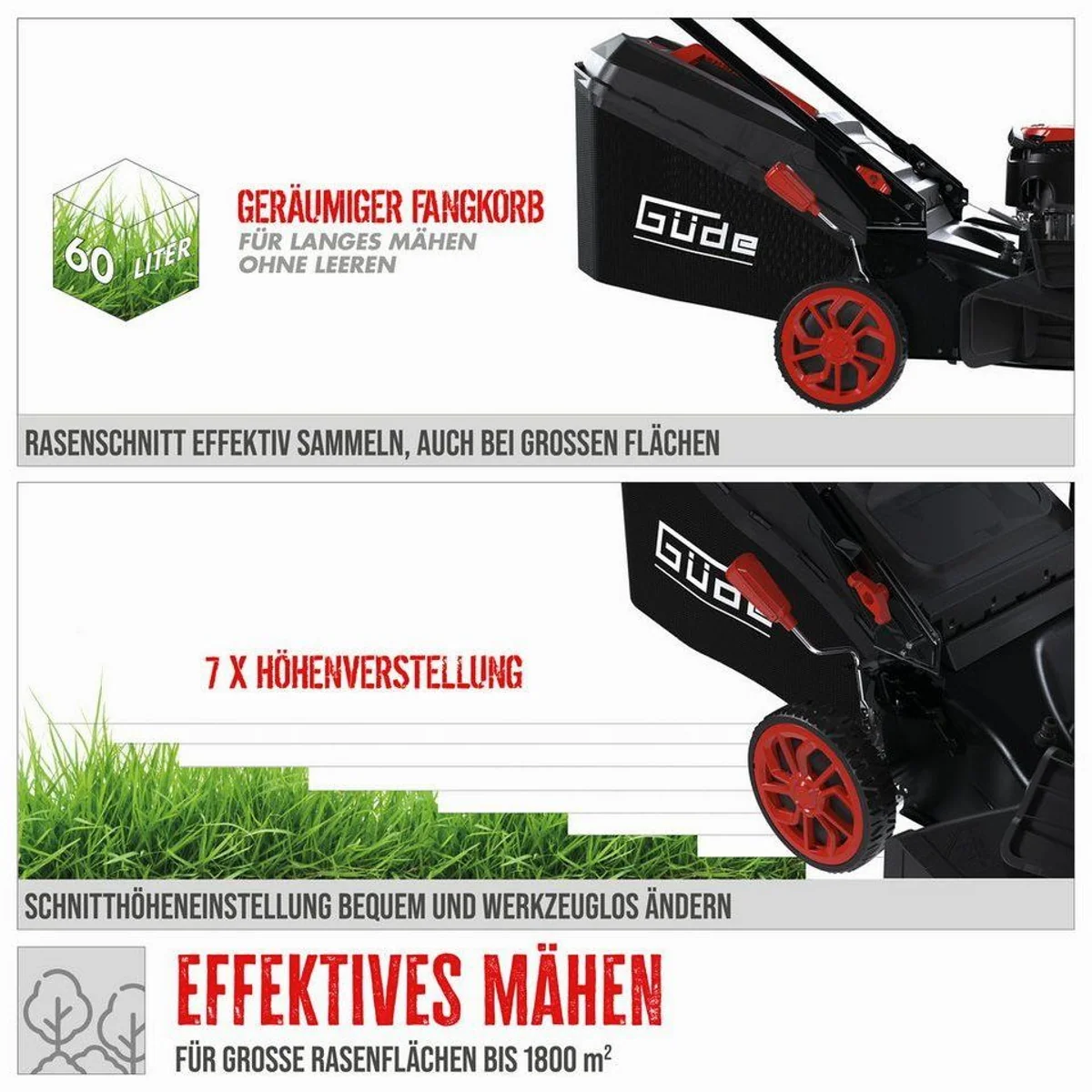 Güde Big Wheeler 514.9 R, leistungsstarker Benzinrasenmäher mit 51 cm Schnittbreite 5