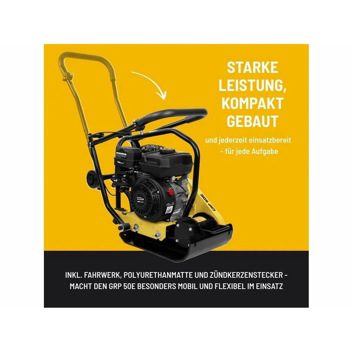 Güde Rüttelplatte GRP 50E, starke Verdichtungsleistung, kompakte Bauweise, praktische Handhabung 3