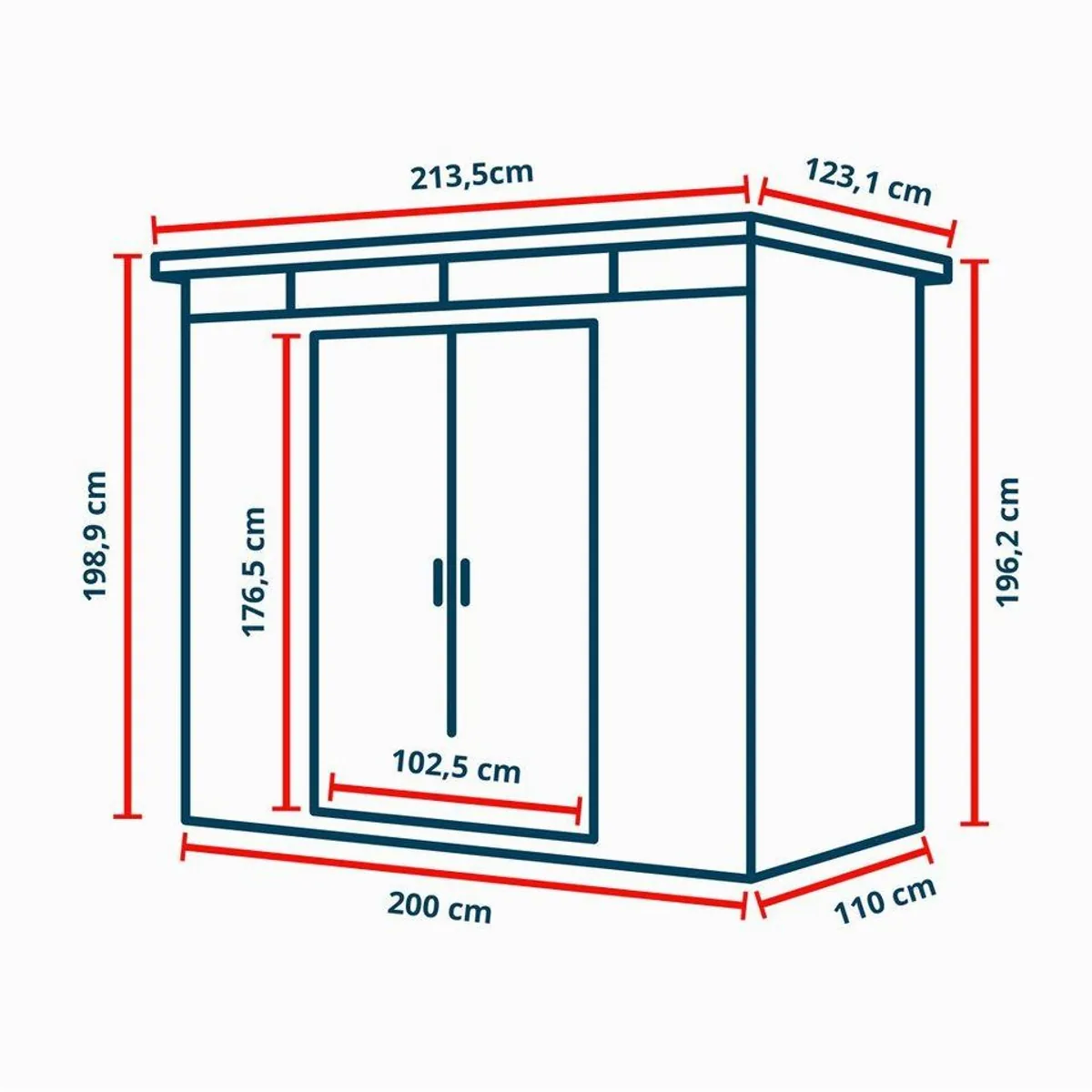 GFP Gerätehaus Bob, feuerverzinktes Stahlblech, Schiebetüren, innovative Flachdachkonstruktion 4