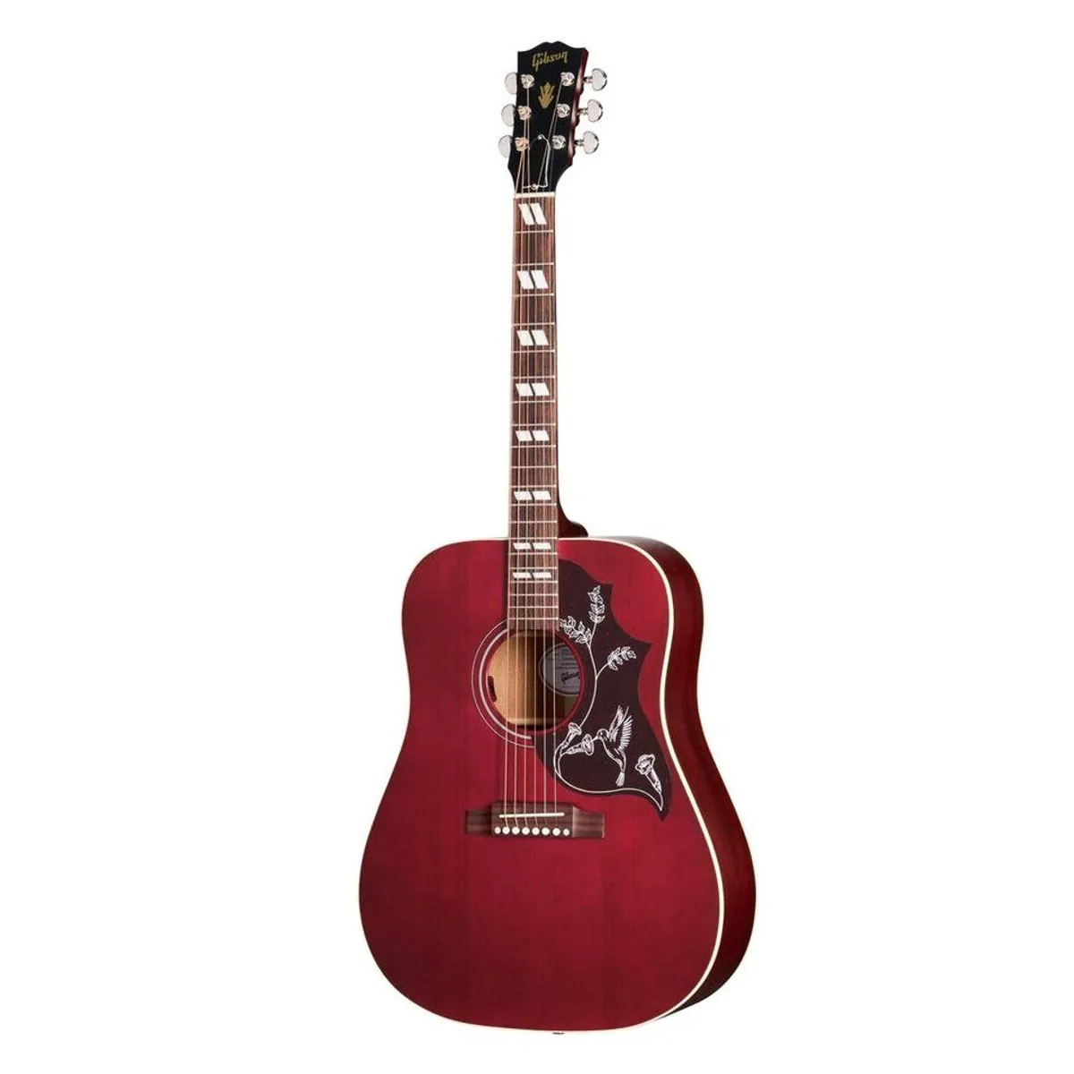 Gibson Hummingbird Special Satin Wine Red, massive Hölzer, Kunstvolles Design