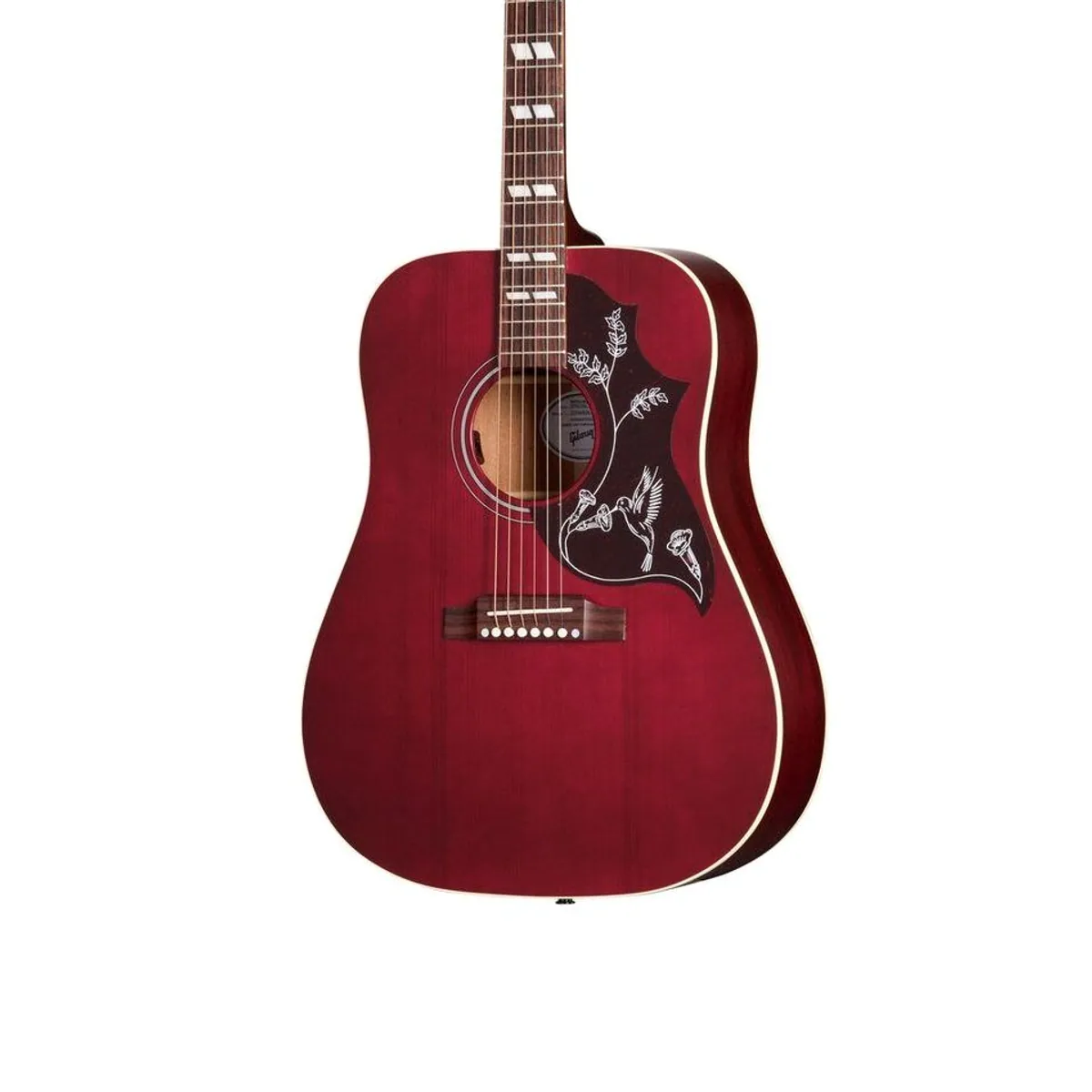 Gibson Hummingbird Special Satin Wine Red, massive Hölzer, Kunstvolles Design 4