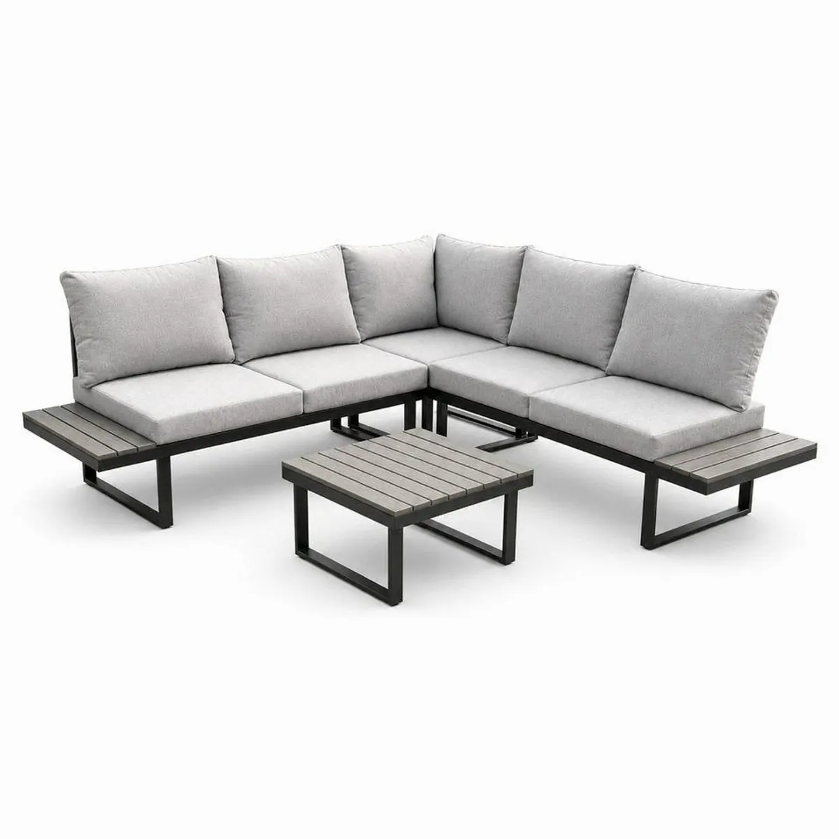 Greemotion Gartenlounge-Set Pisa, modulare Ecklounge aus Aluminium, verstellbar, inkl. Auflagen — 4-teilig
