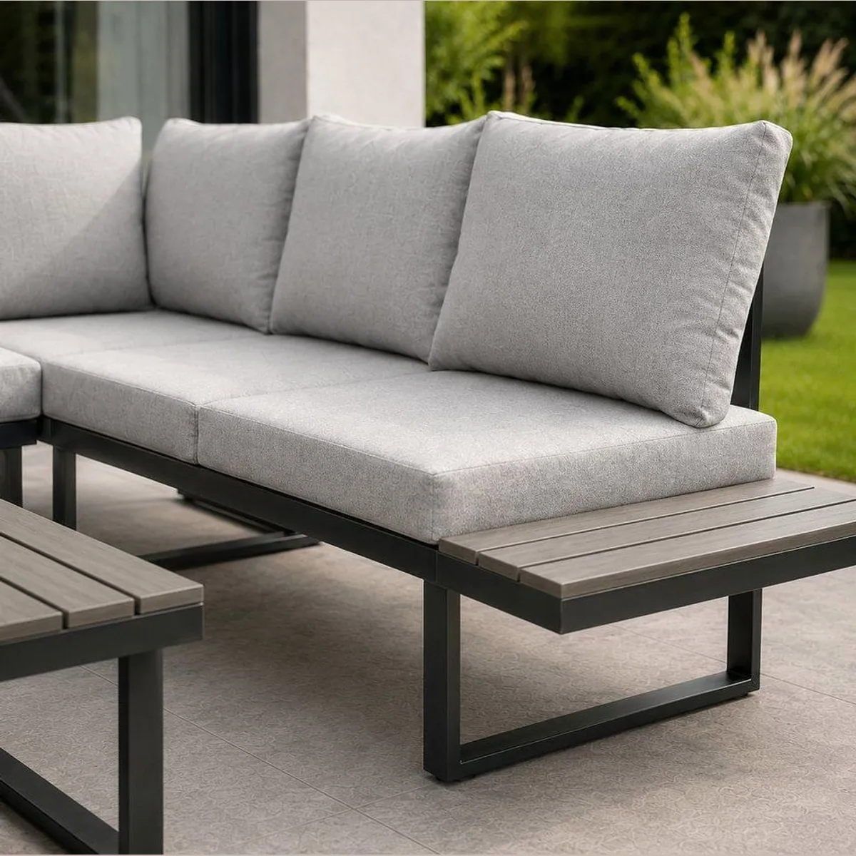 Greemotion Gartenlounge-Set Pisa, modulare Ecklounge aus Aluminium, verstellbar, inkl. Auflagen — 4-teilig 4