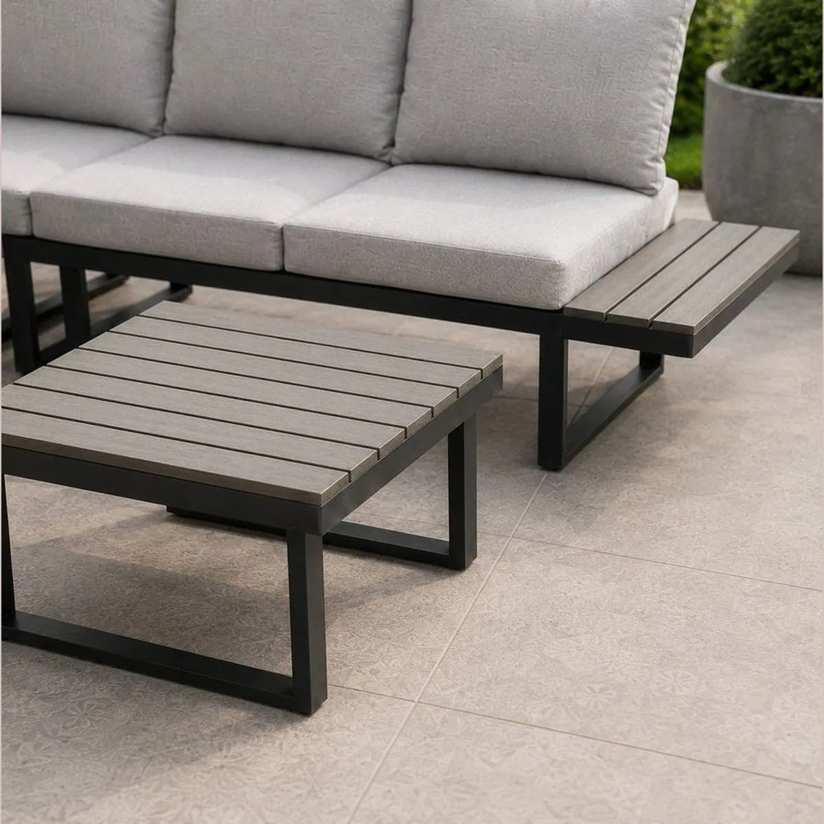 Greemotion Gartenlounge-Set Pisa, modulare Ecklounge aus Aluminium, verstellbar, inkl. Auflagen — 4-teilig 5