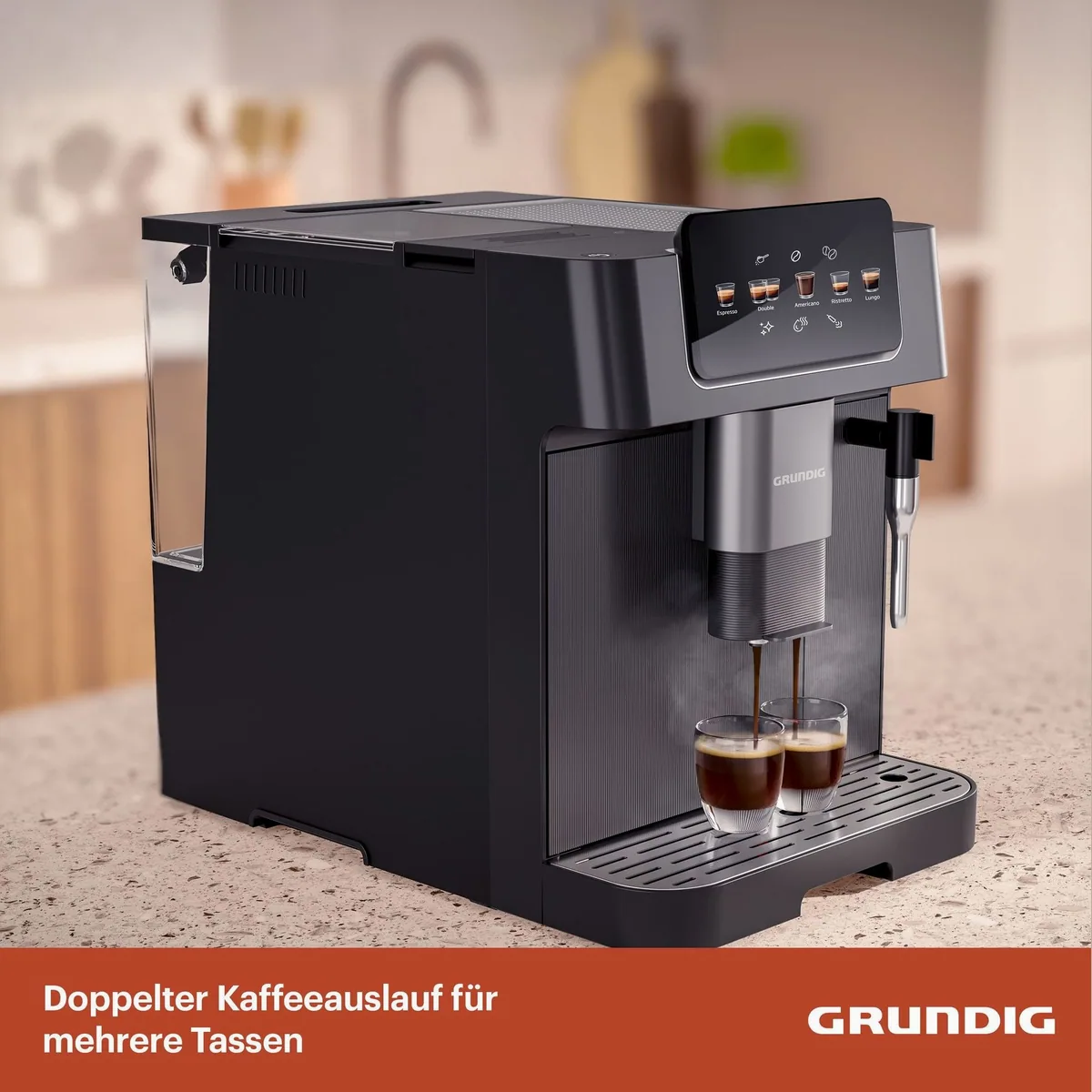 Grundig KVA 6230 Kaffeevollautomat, 1350 W Leistung, 19 Bar Druck, Touch & GrindPro Mahlwerk 5