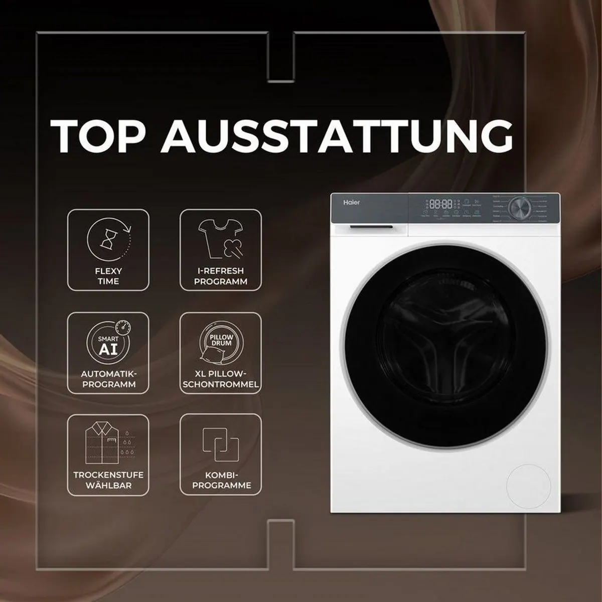 Haier Waschtrockner G3 Serie HWD80-BP14637T, 8 kg Wasch- und 5 kg Trocken-Kapazität, Smart AI Automatikprogramm 3
