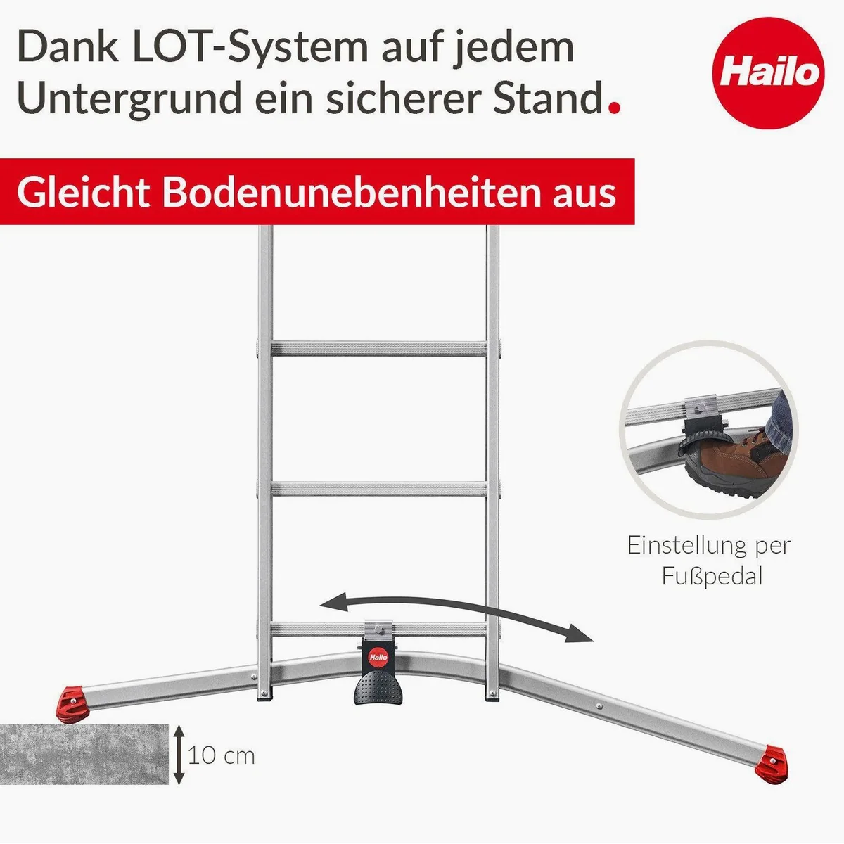 Hailo HobbyLOT Anlegeleiter, 3-teilig, Aluminium, leicht & stabil 3