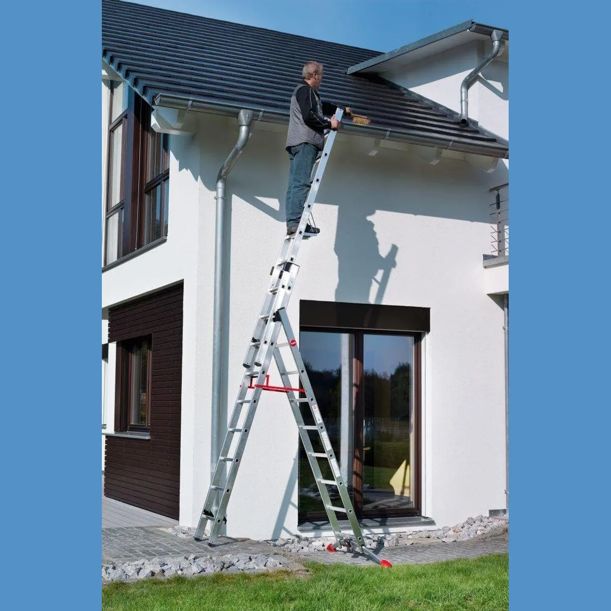 Hailo ProfiLOT Teleskopleiter, vielseitig einsetzbar, 150 kg Traglast, inkl. Einhängetritt 4