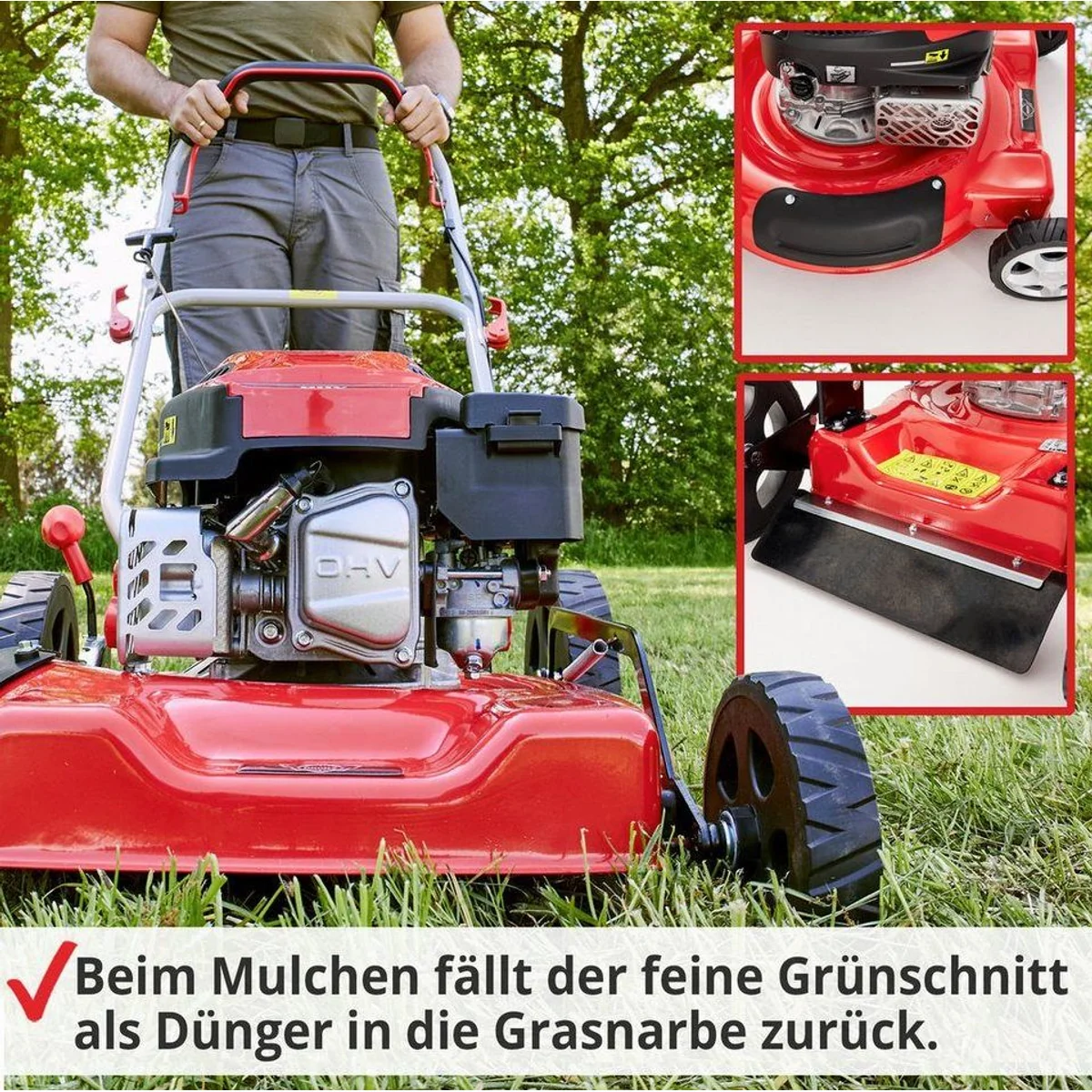 Hecht Benzinrasenmäher 5511, 51 cm Schnittbreite, leistungsstarker 4-Takt Motor, robustes Stahlgehäuse 5