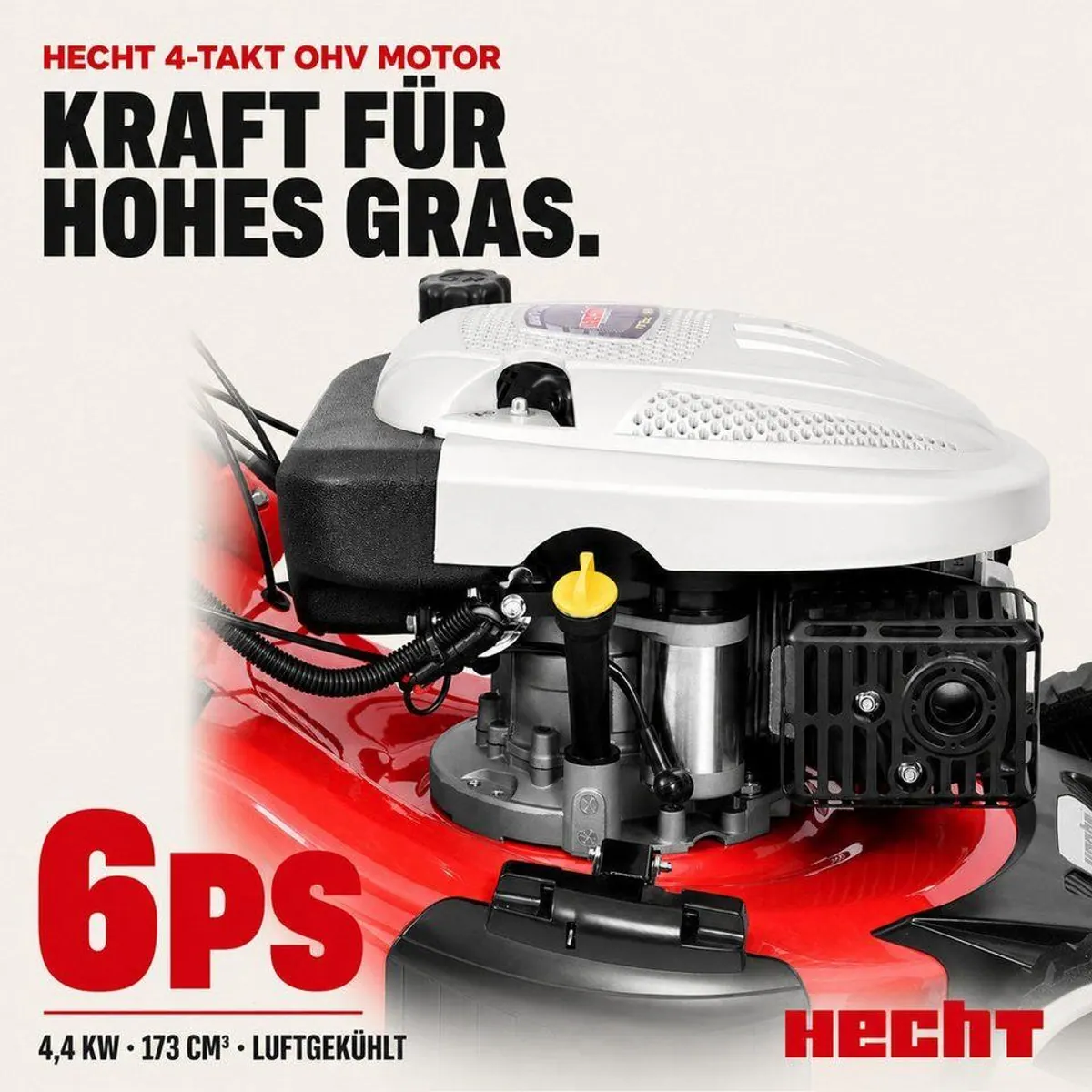 Hecht 5534 SWE Benzinrasenmäher, Elektrostart, 5-in-1 Funktion, 4-Gang-Antrieb — 51 cm Schnittbreite, 6 PS 2