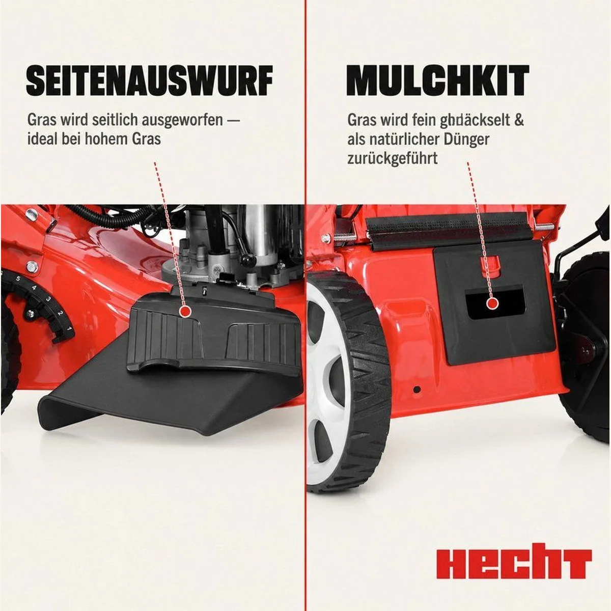 Hecht 5534 SWE Benzinrasenmäher, Elektrostart, 5-in-1 Funktion, 4-Gang-Antrieb — 51 cm Schnittbreite, 6 PS 3