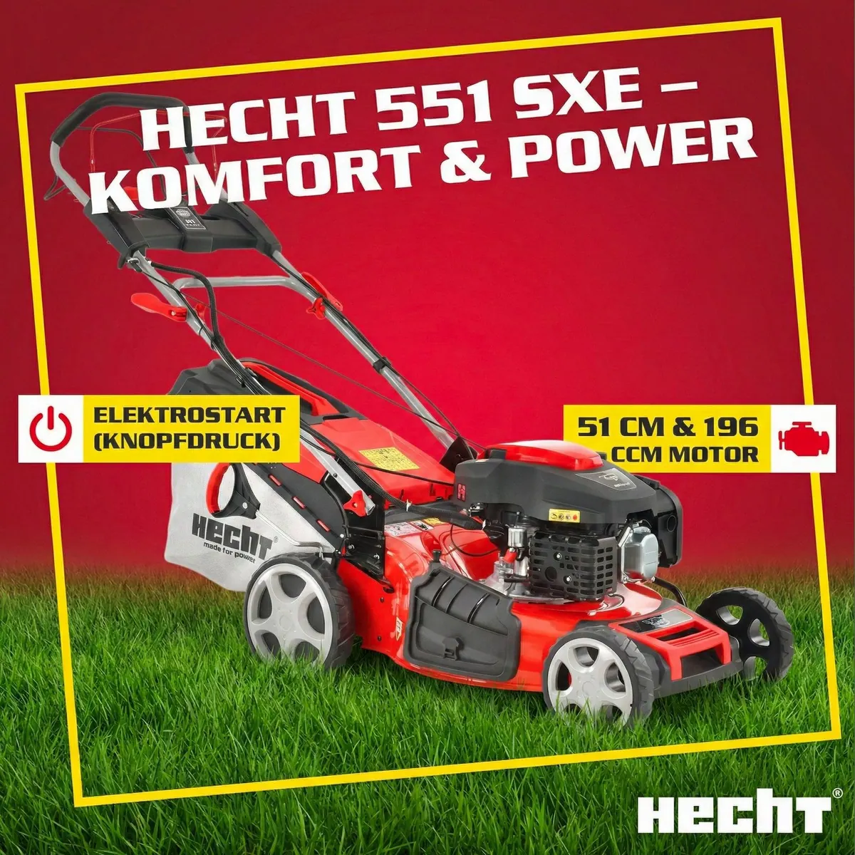 Hecht 551 SXE Benzinrasenmäher, 51 cm Schnittbreite, Elektrostart & Radantrieb 5