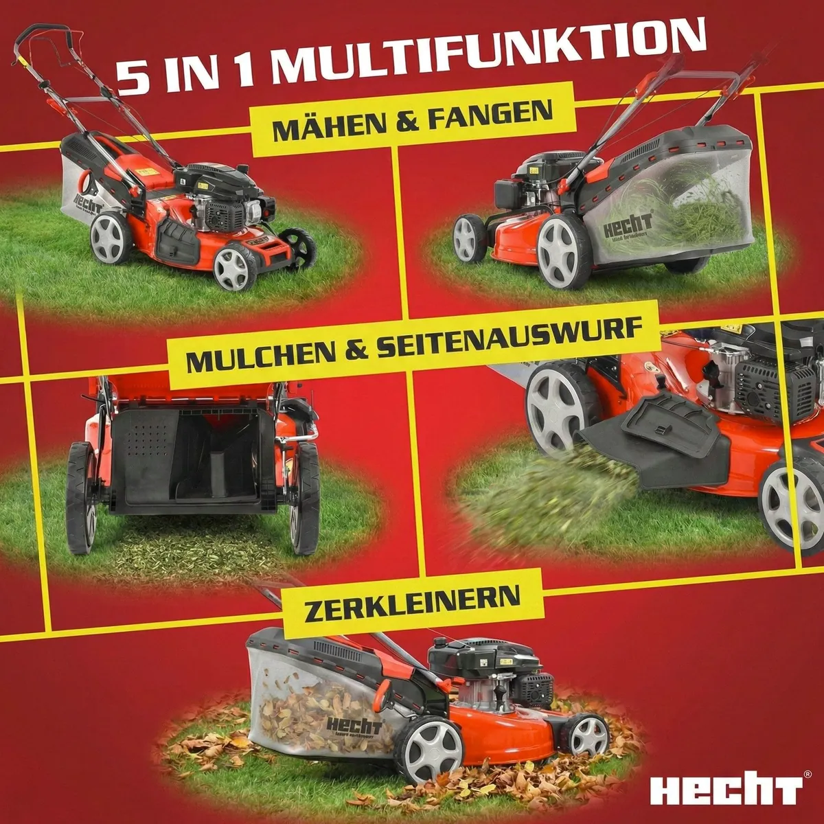 Hecht 554 SX Benzin-Rasenmäher, 5-in-1 Funktion, 53 cm Schnittbreite, 6 PS 3