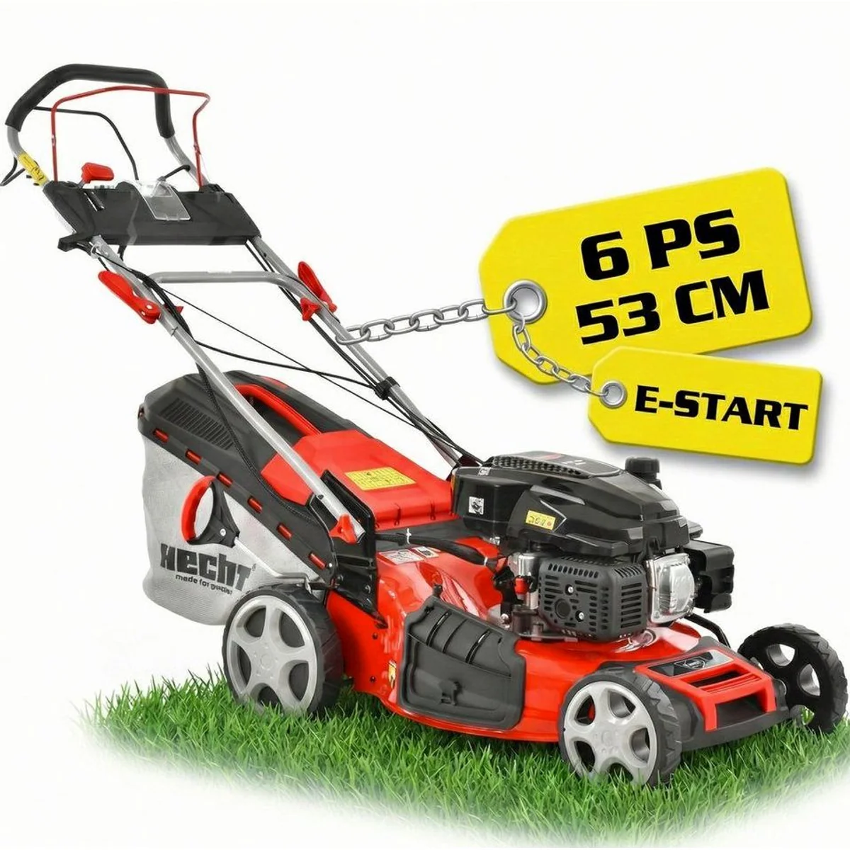 Hecht Benzinrasenmäher 554 SXE, Elektrostart, 5-in-1-Funktion, 53 cm Schnittbreite